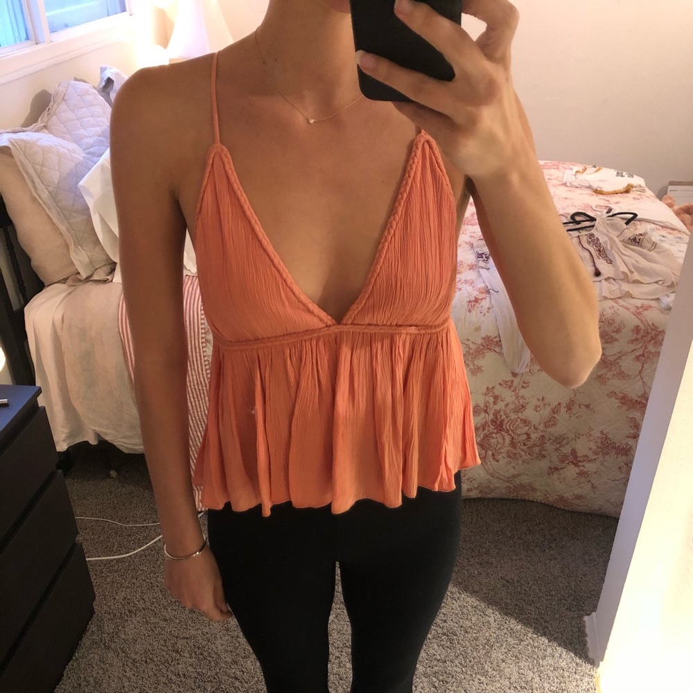 Coral Crop Top, Never Worn. A&F Size S.